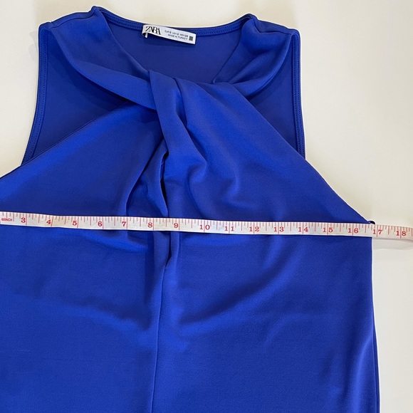 Zara Dress Knotted Halter Dress Size Small Color Blue Sleeveless - Picture 10 of 11